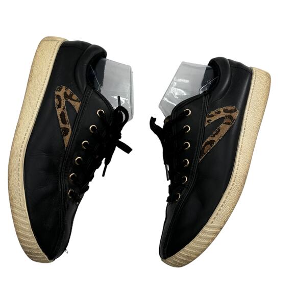 Tretorn Black Leather Nylite 25 Plus Cheetah Print Sneakers - Picture 6 of 11